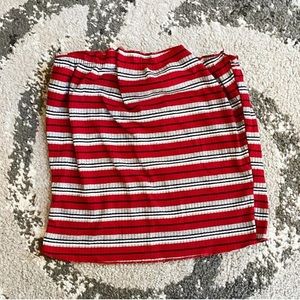 Red/gray/black striped tube top